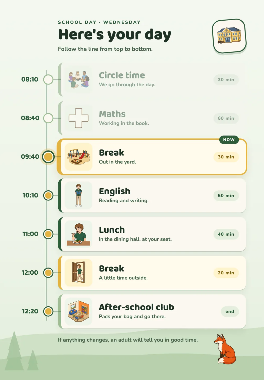A school day on a tablet, from circle time to after-school.