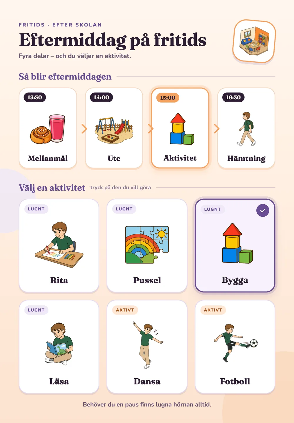 En eftermiddag på fritids på surfplattan, med aktiviteter att välja mellan.